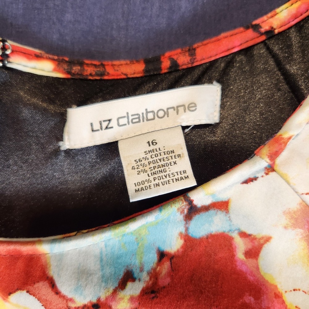 Liz Claiborne Painterly Floral Classic Heritage Summer Sundress Size 16 - Picture 6 of 12